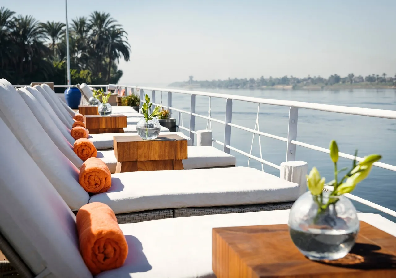 Sun deck of the Sanctuary Sun Boat IV Nile Cruise Nile cruise